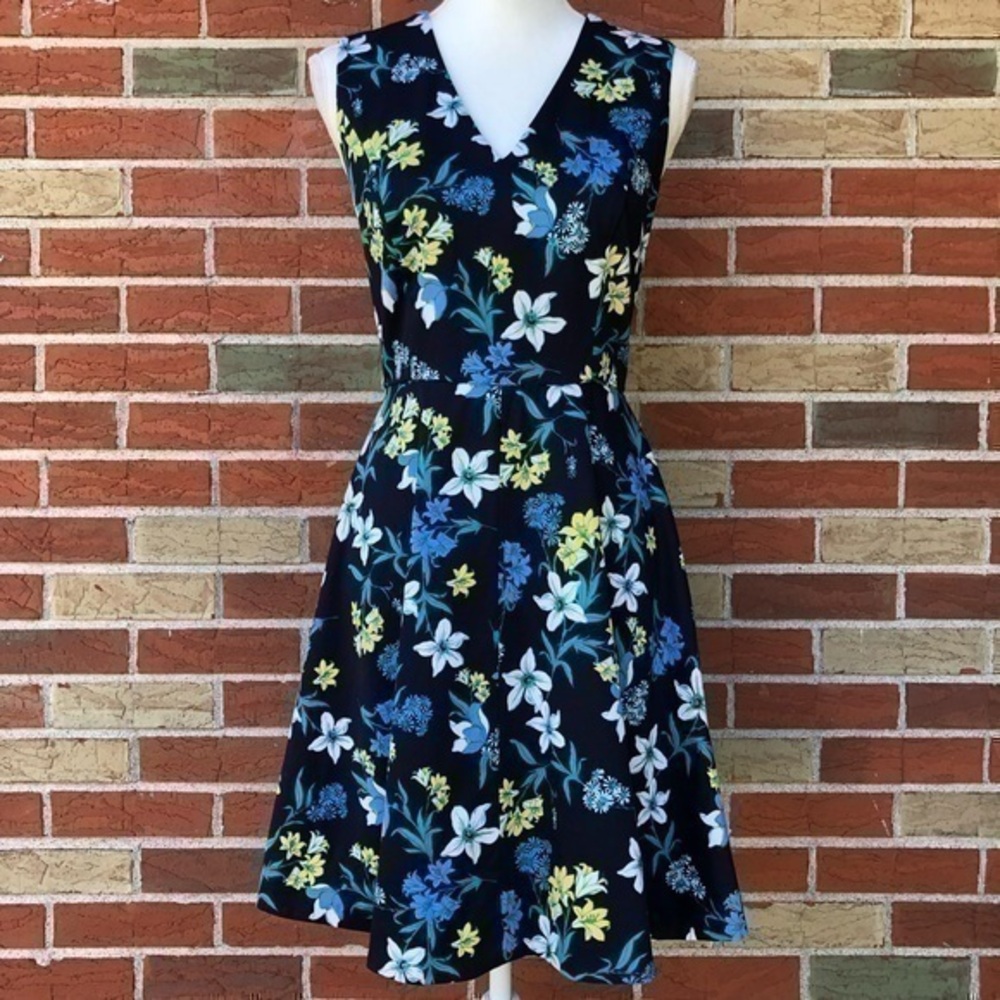 Draper James Elliston Floral Love Circle Blue Multicolor Sleeveless Dress 👗